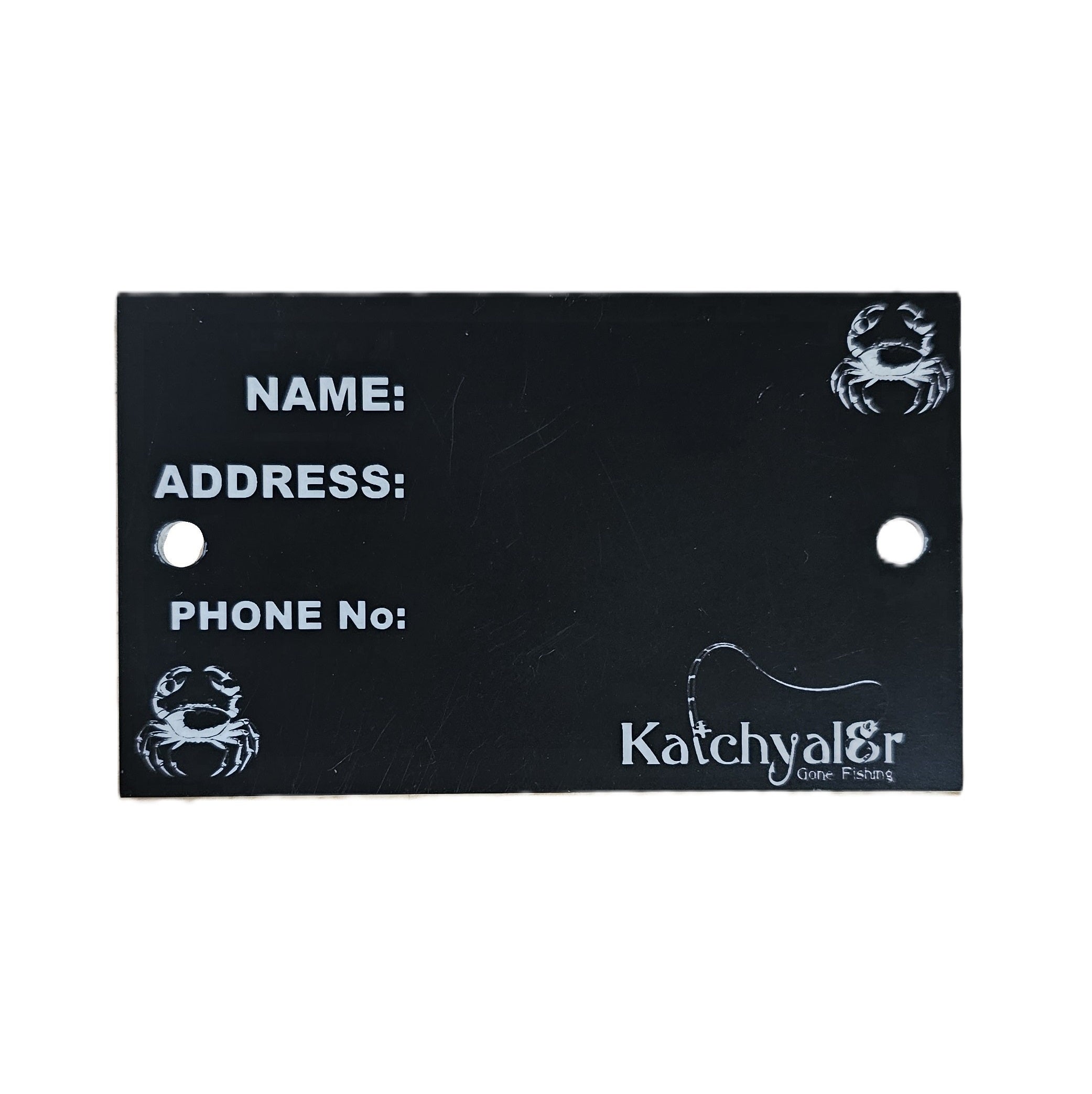 Laser Engraved Black/White Crab Pot Name Tag 3.2mm