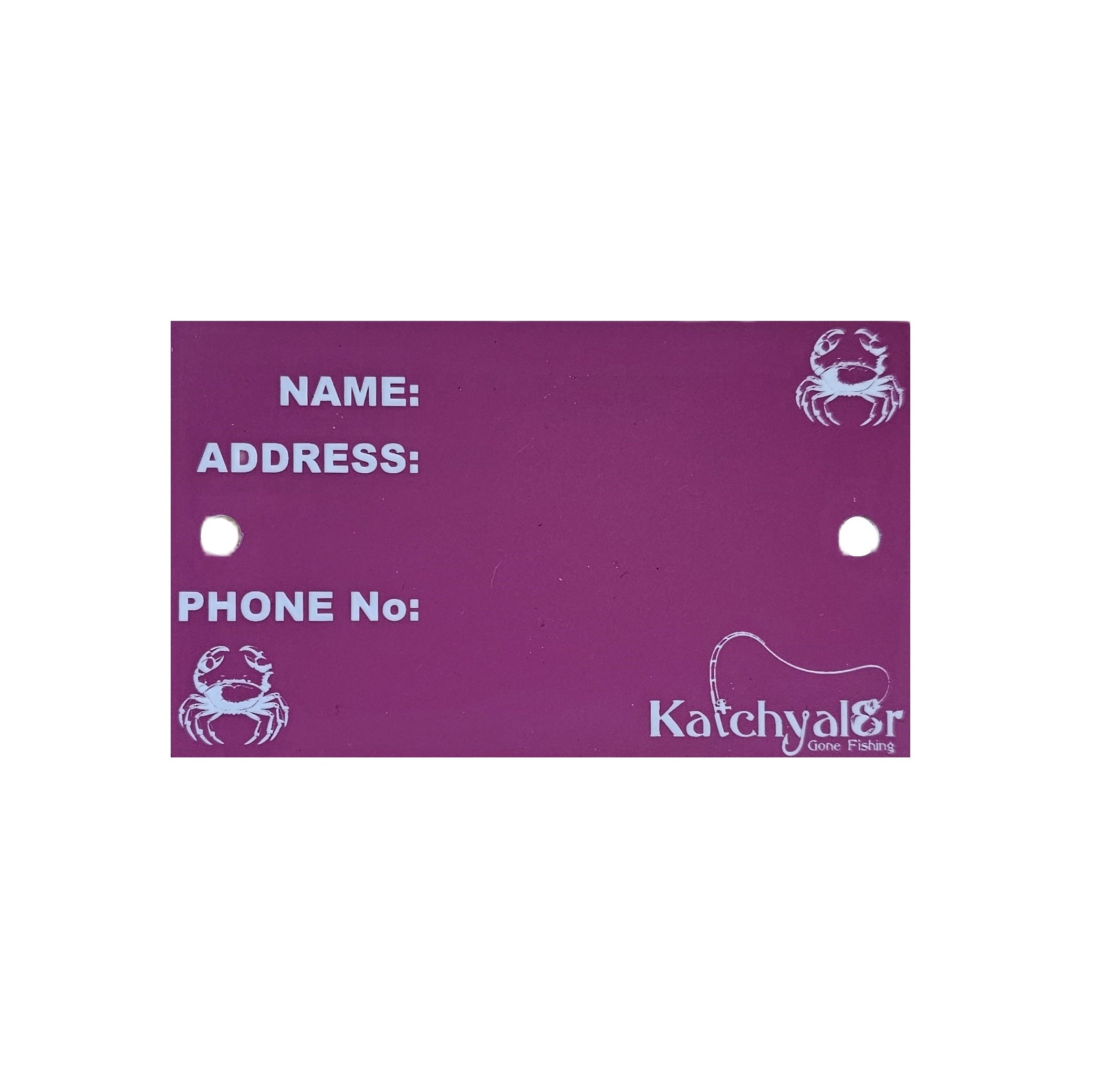 Laser Engraved Pink/White Crab Pot Name Tag  1.6mm