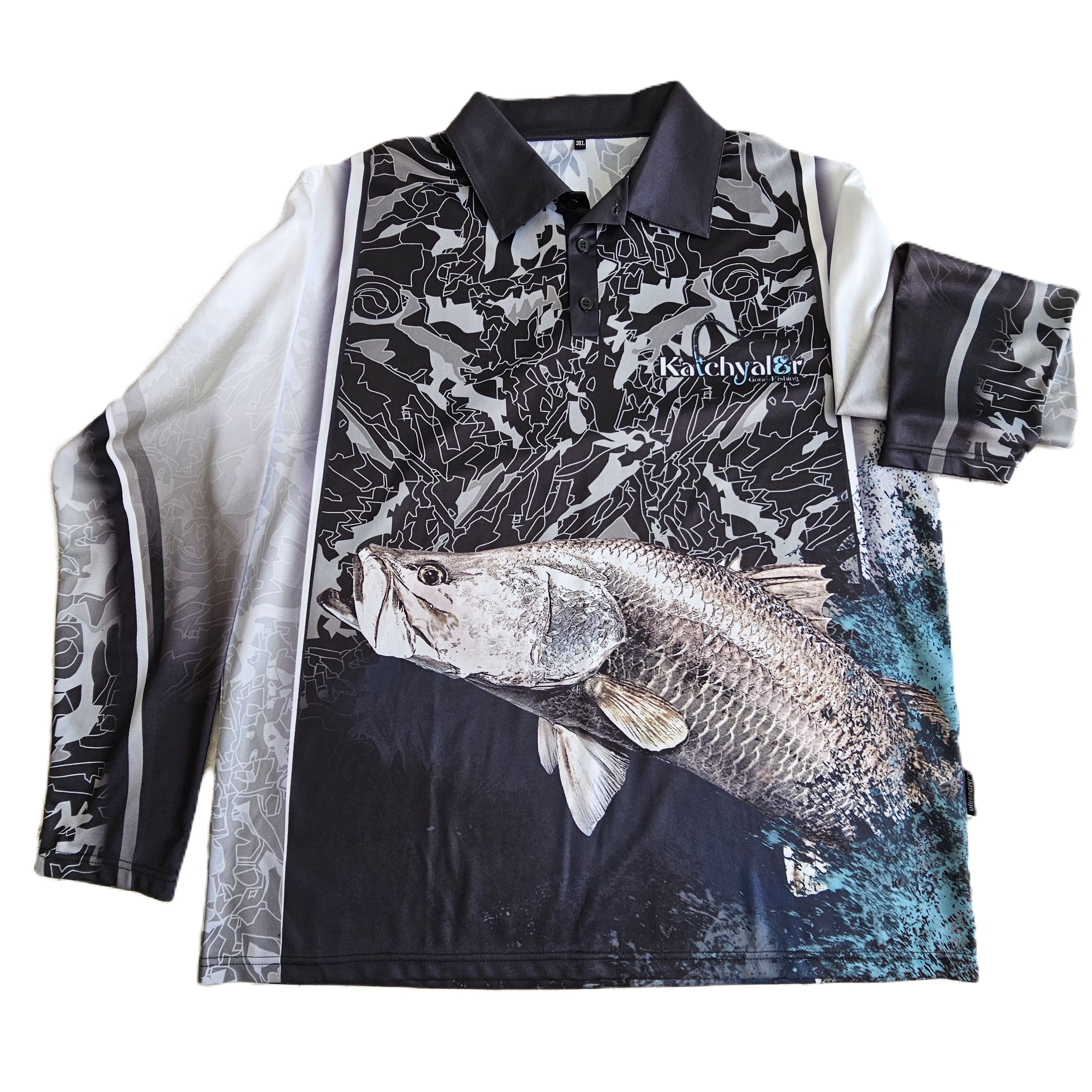 Children's Barra Black Camo Long Sleeve Fishing Shirt