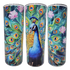 Sublimated Blue Peacock Print on Tall Drinking Bottle