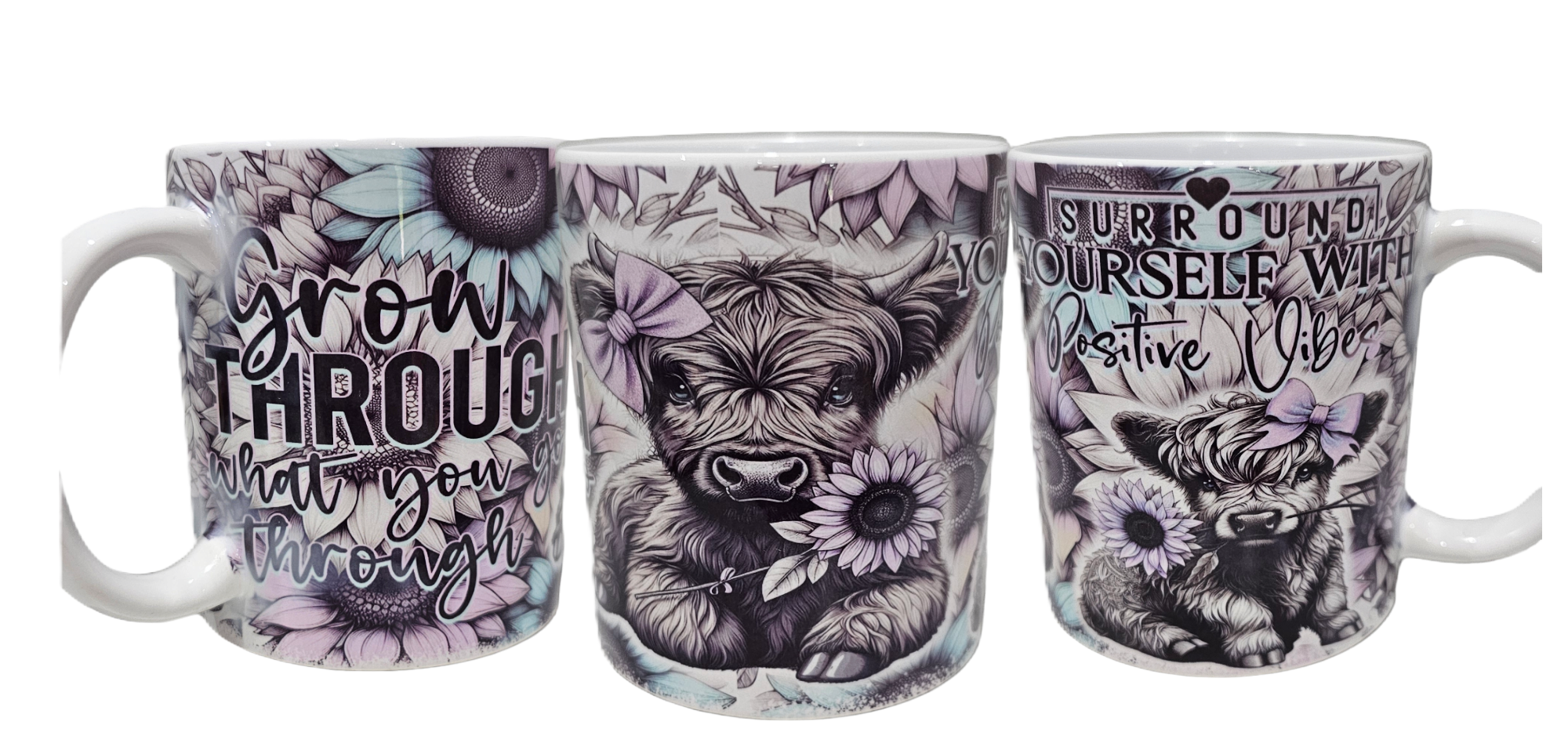 Sublimated Cow & Quote Print on Ceramic Coffee Cup