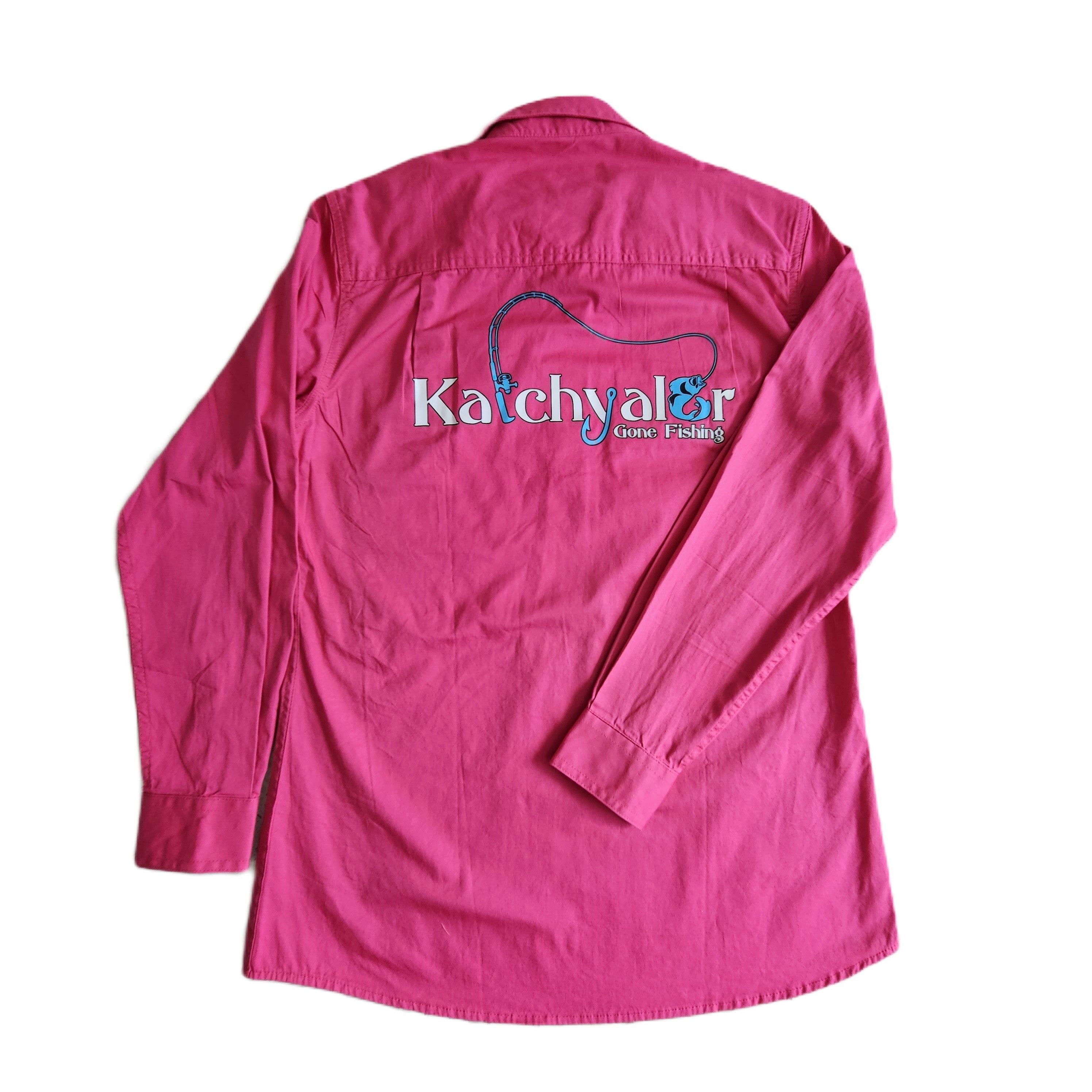 Ladies Hot Pink Pilbara Long Sleeve 3/4 Closed Front Shirt