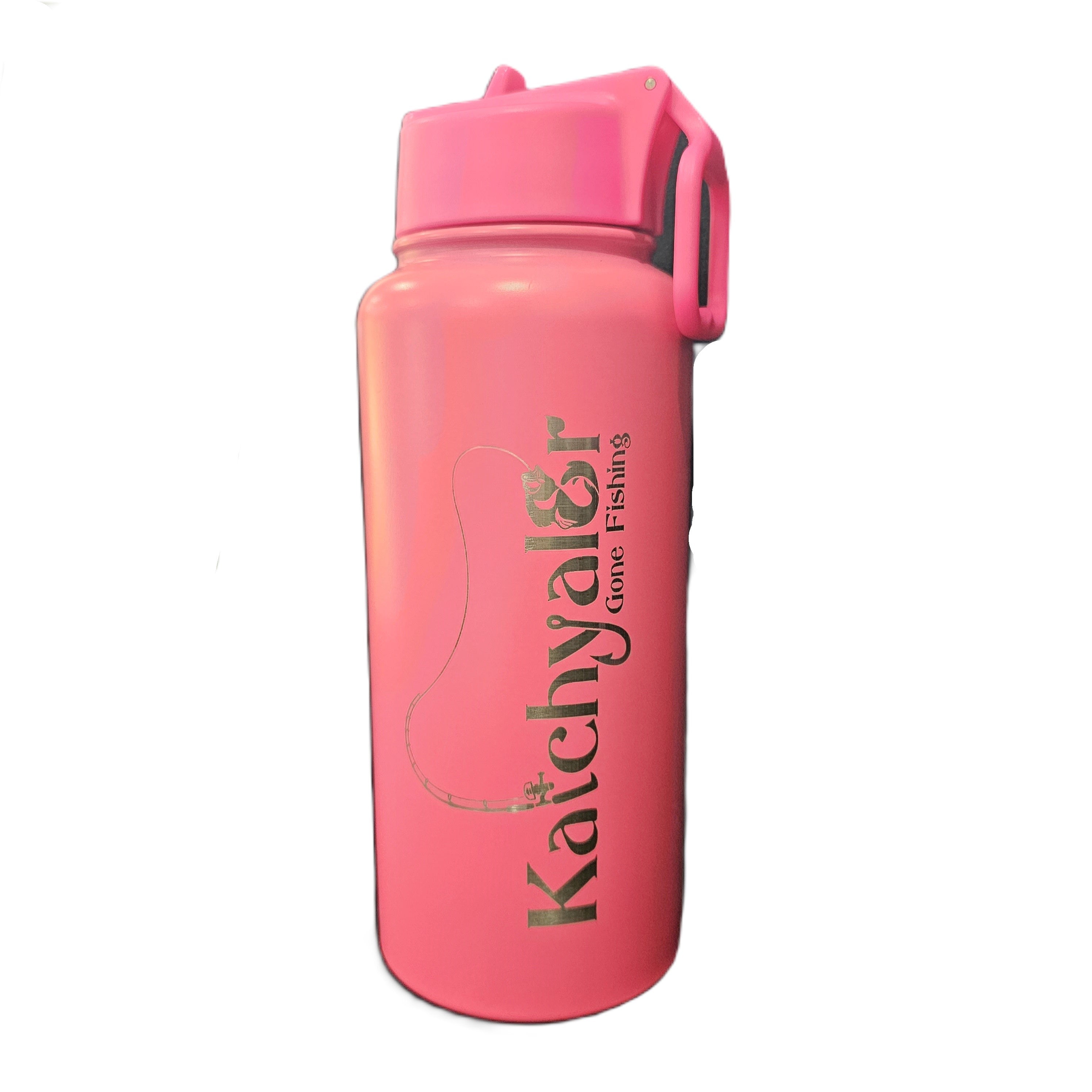 Laser Engraved Pink Straw Lid Drink Bottle