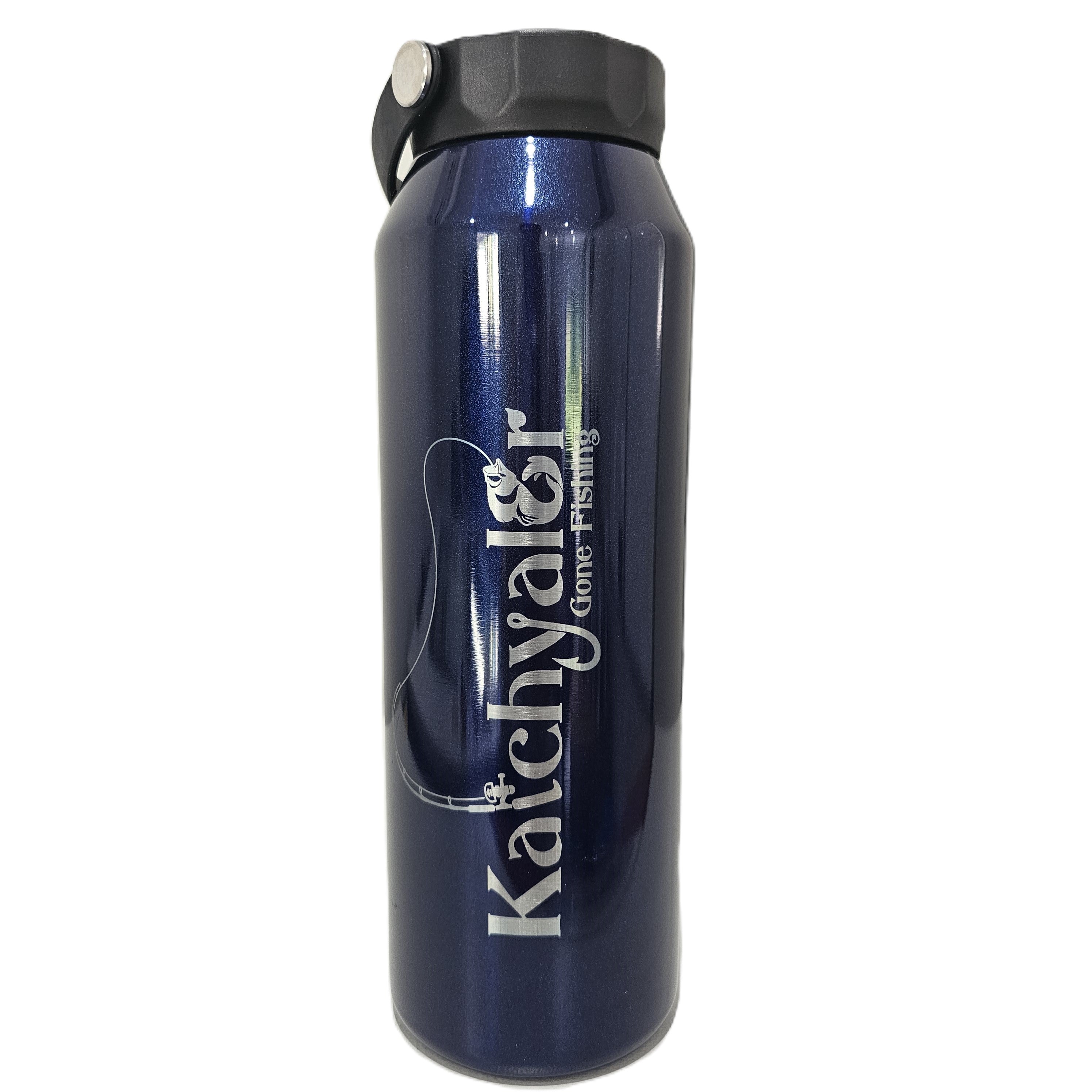 Laser Engraved Navy Blue Screw Top Drink Bottle