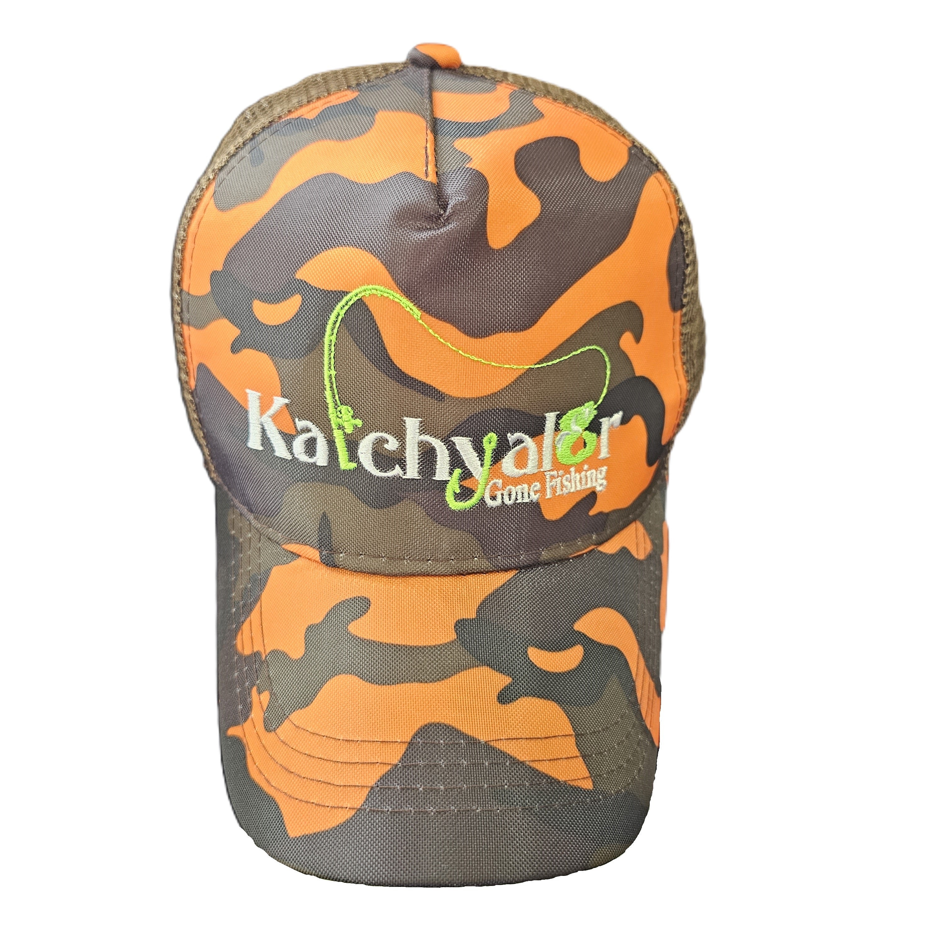 Unisex Orange Camo/Brown Mesh Cap