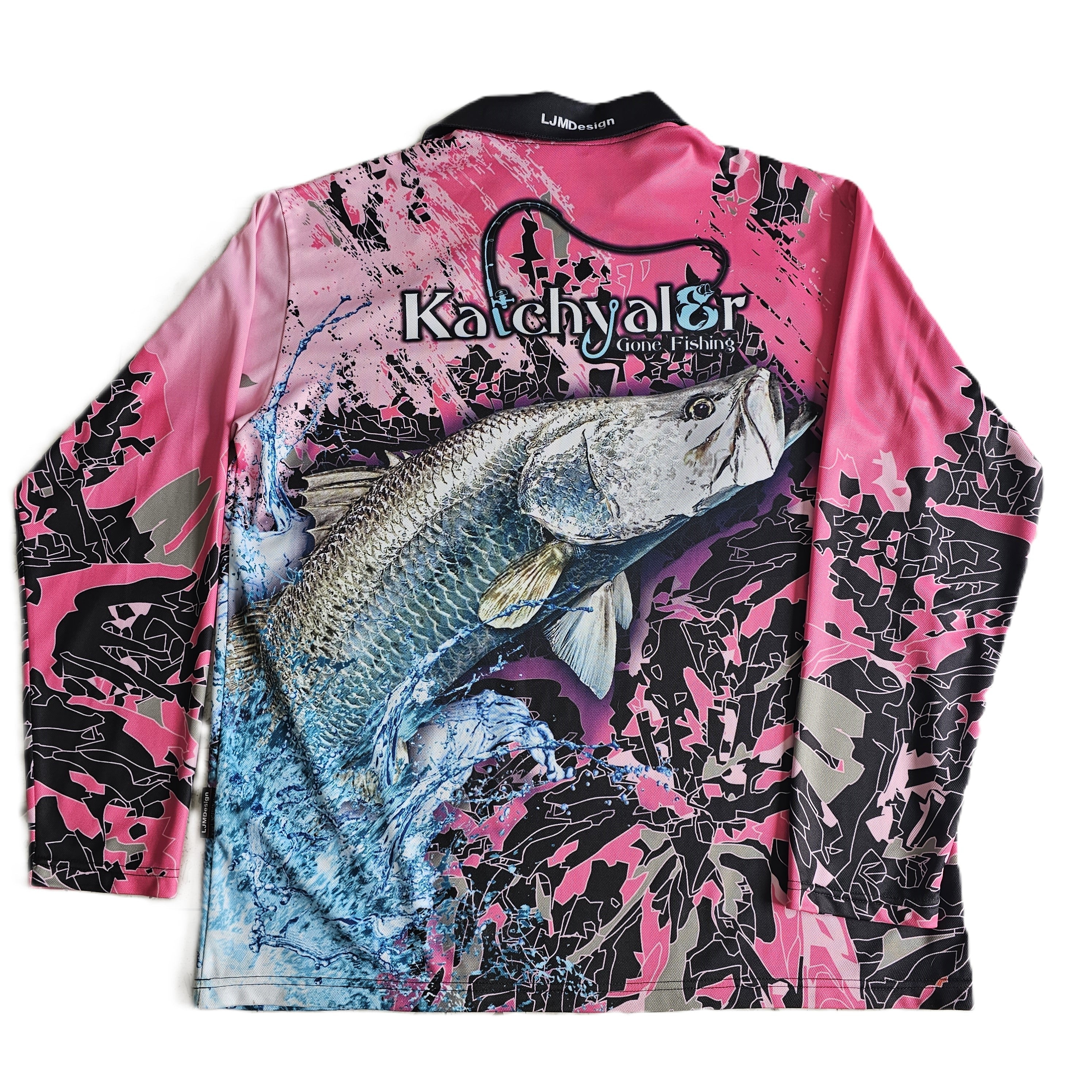 Children's Pink Barra Long Sleeve Fishing Shirt