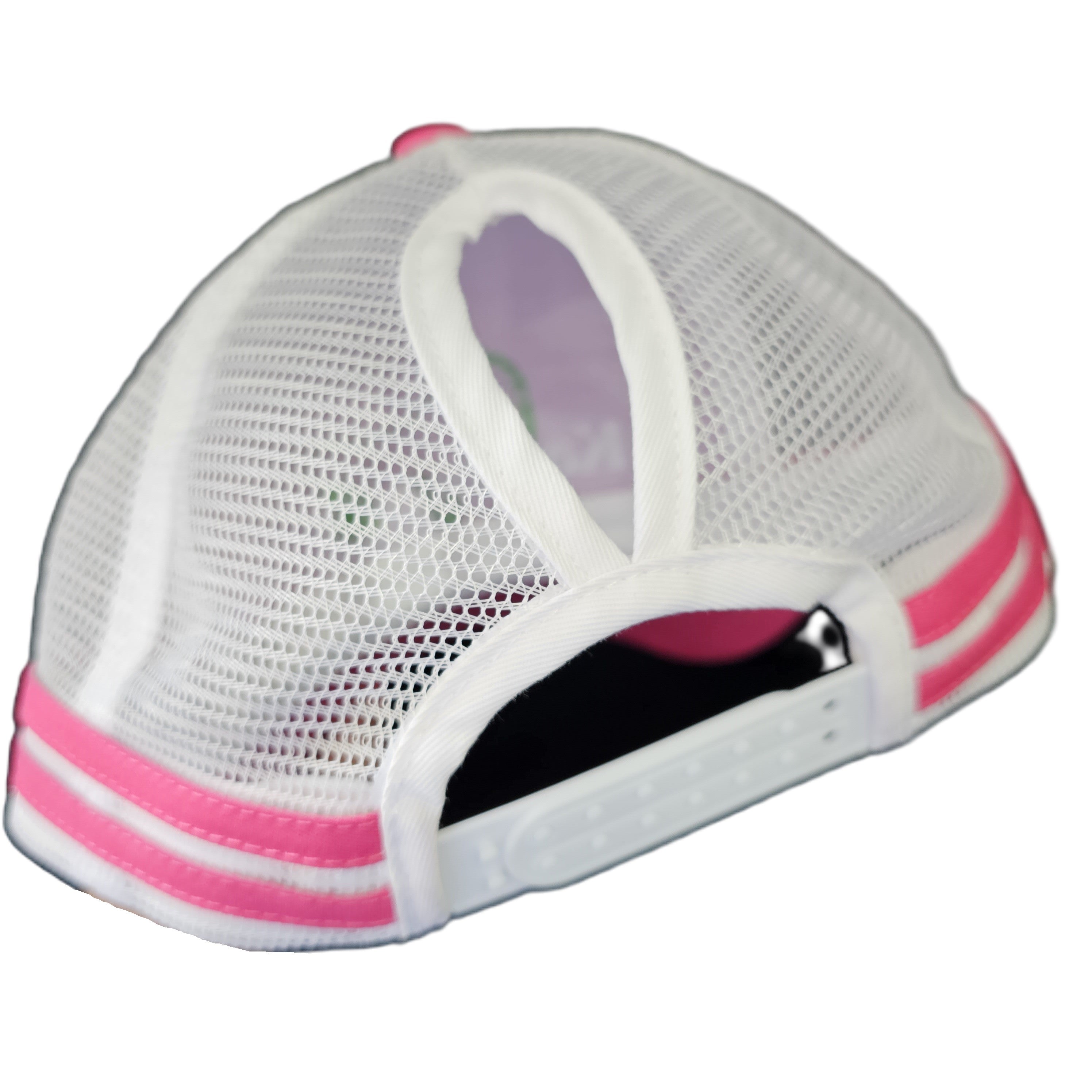 Ladies Pink/White Mesh (Ponytail) Cap