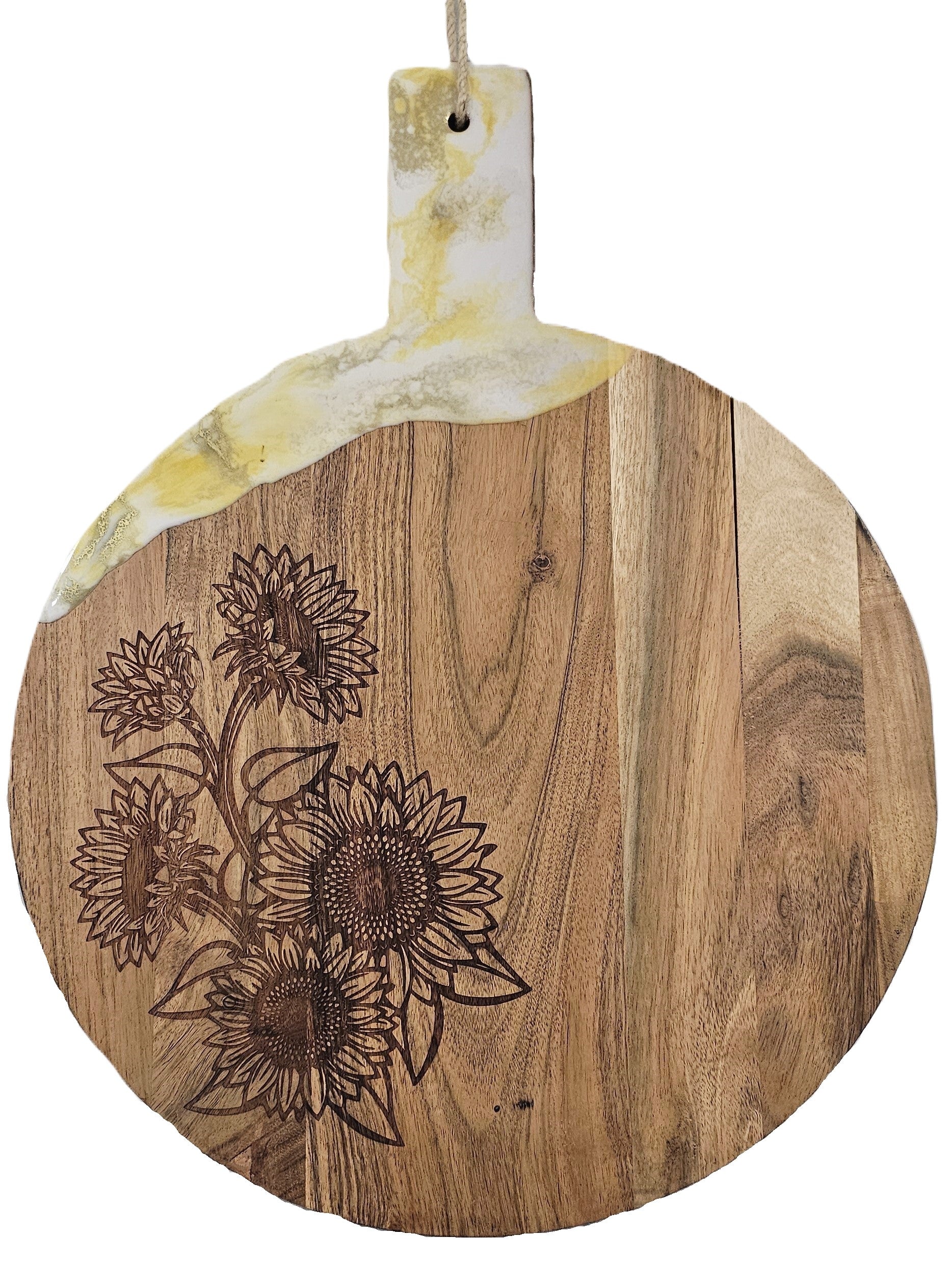 Laser Engraved Round Sunflower Board with Resin