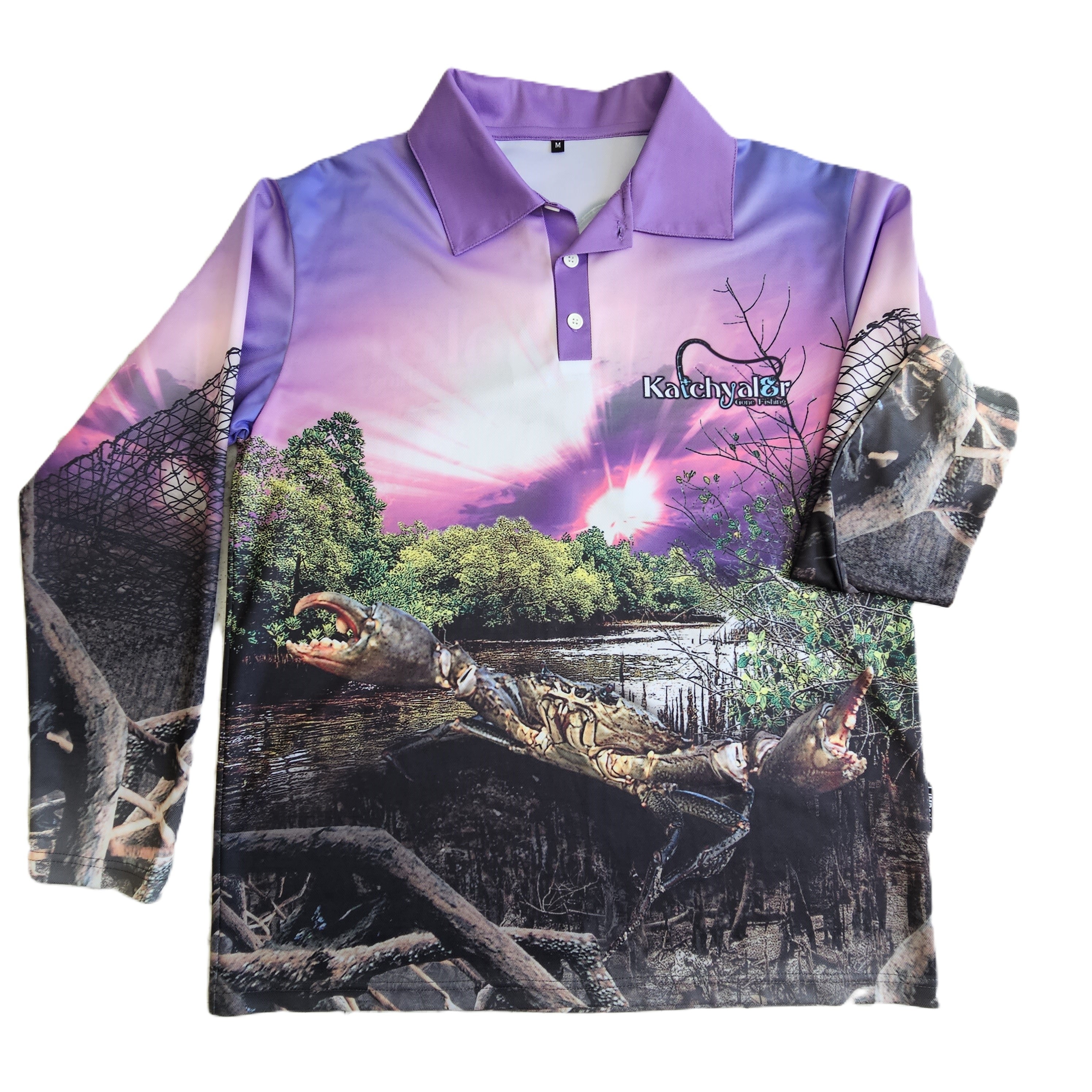 Children's Rusty Buck Mudcrab Purple Long Sleeve Fishing Shirt