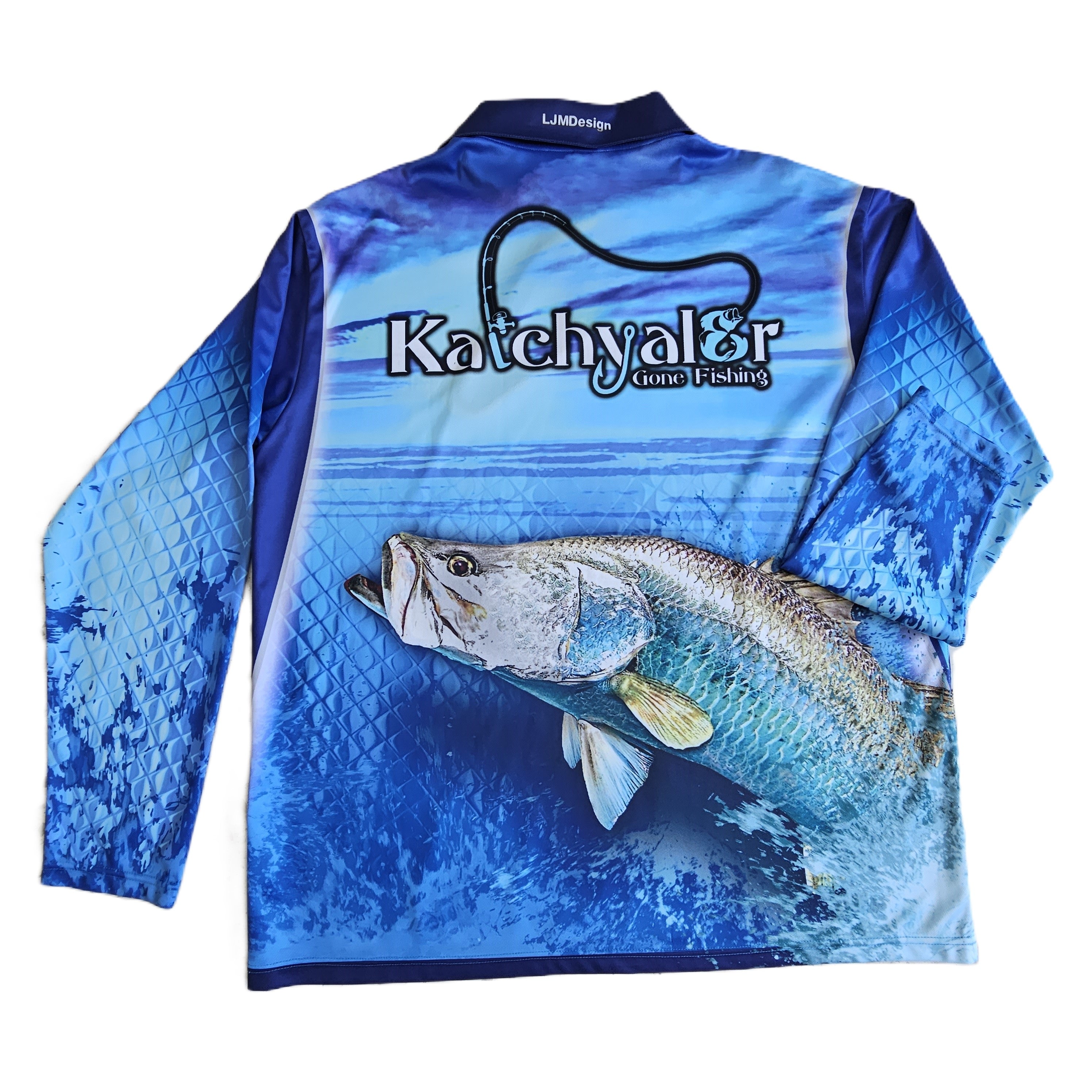 Children's Saltwater Barra Dark Blue Long Sleeve Fishing Shirt