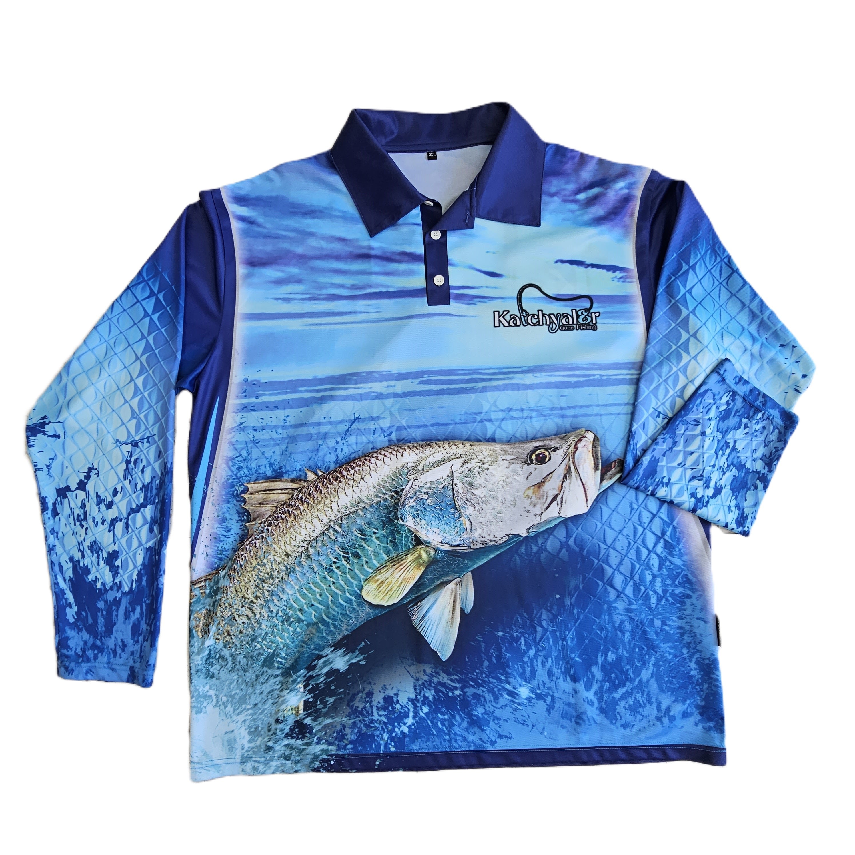 Saltwater Barra Dark Blue Fishing Shirt