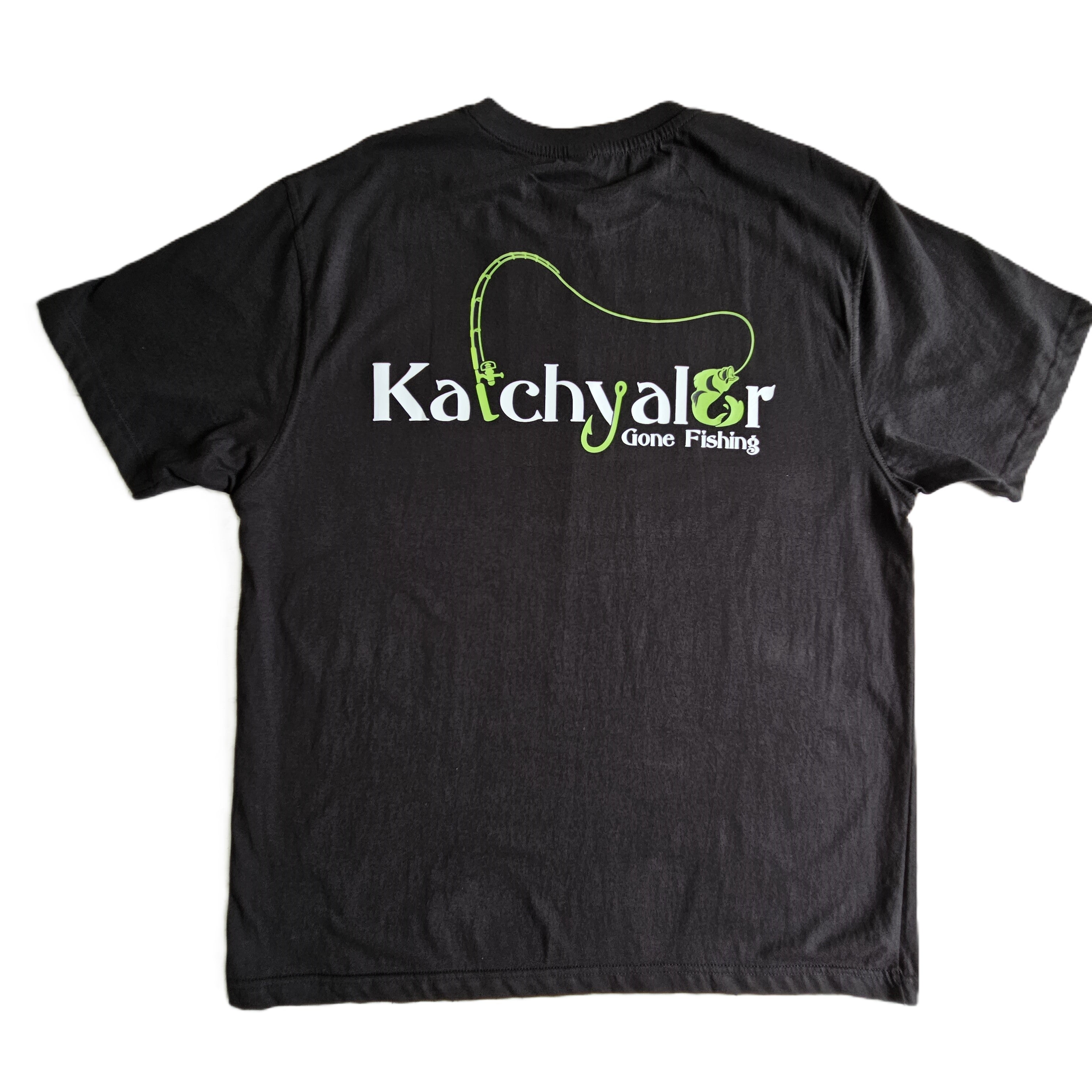 Unisex Green and White Logo on Black Tee