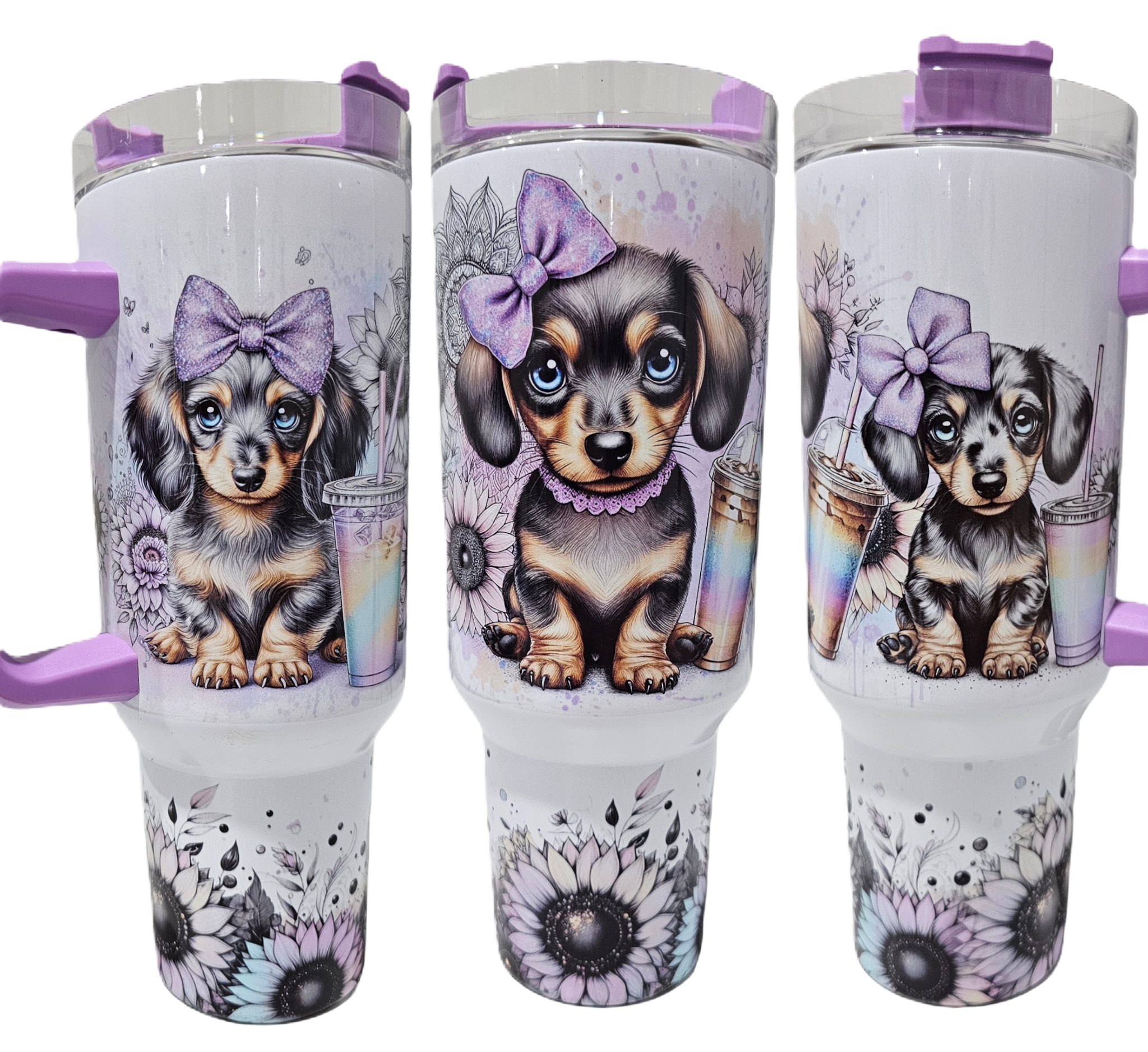 Sublimated Puppy Love Print on White Coloured Tall Drinking Bottle