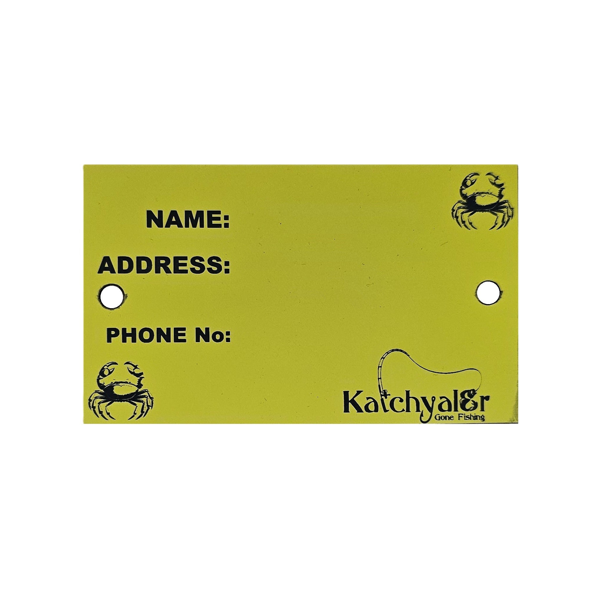 Laser Engraved Yellow/Black Crab Pot Name Tag